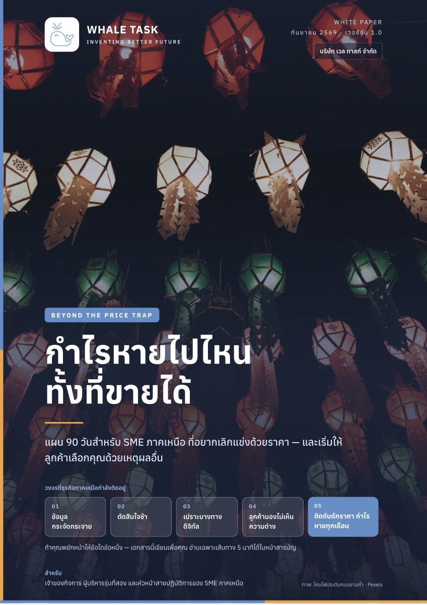 Cover of the Whale Task white paper "กำไรหายไปไหน ทั้งที่ขายได้"