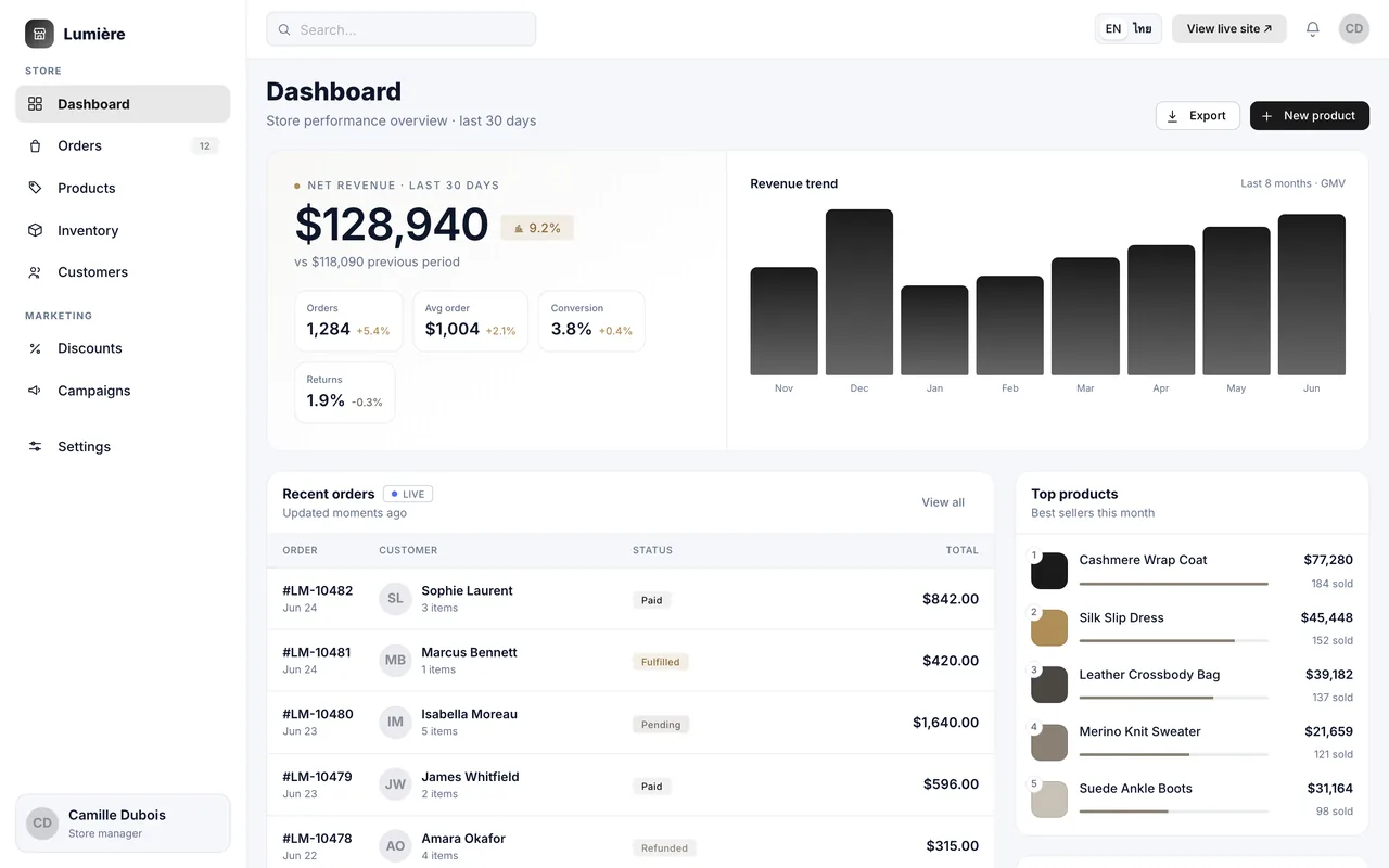 Lumière Commerce — E-commerce